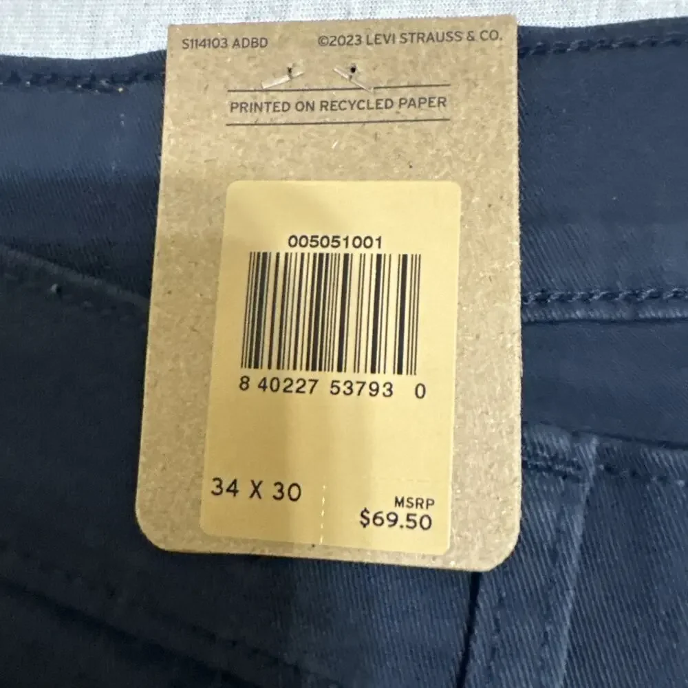 NWT Levi's 505 Regular Pants Men's 34x30 Navy Blue Indigo Straight Casual Work
